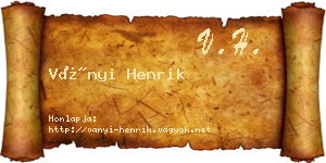 Ványi Henrik névjegykártya