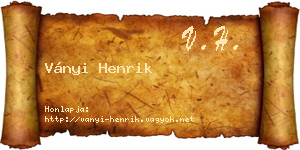 Ványi Henrik névjegykártya